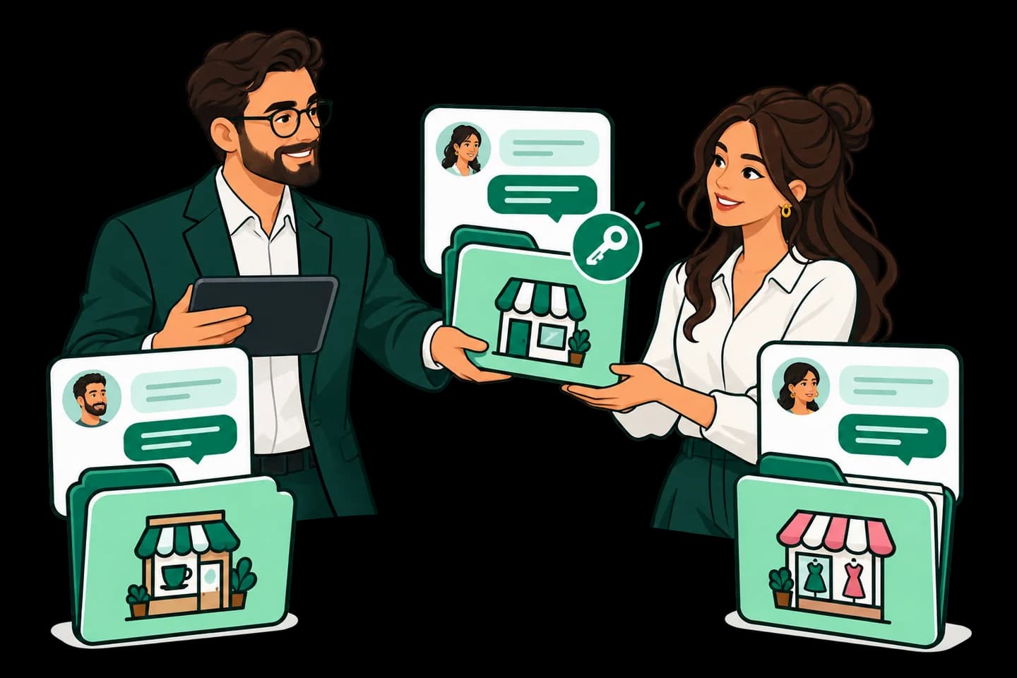 An agency strategist handing over a client-specific conversation folder